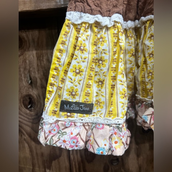 Matilda Jane Arabella Rainbow Print Dress Crochet Accent Ruffles Little Girls 6 - Picture 7 of 9